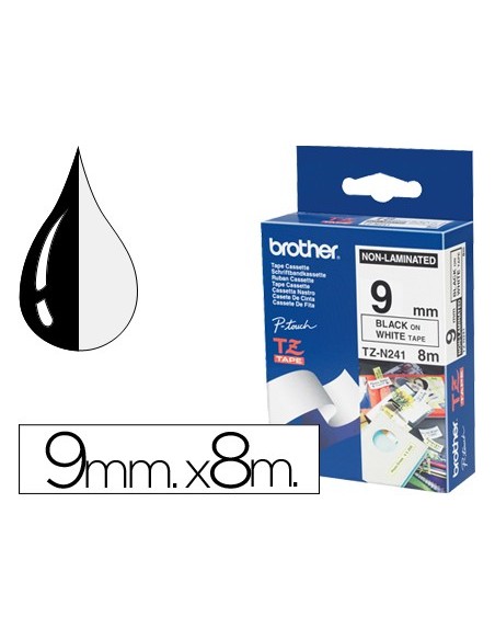 Cinta brother tzen231 negro sobre blanco 9 mm...