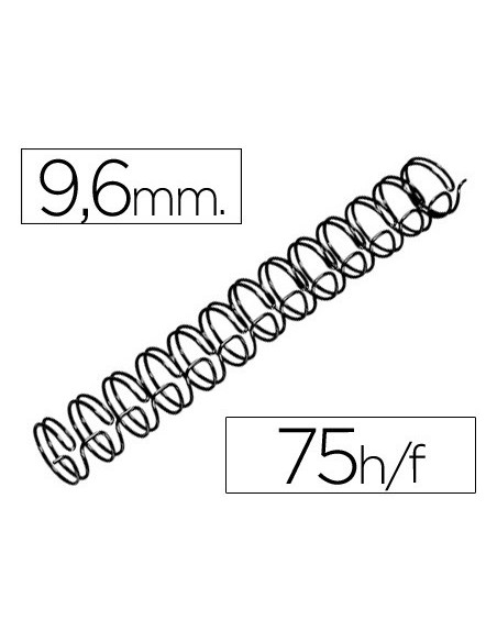 Espiral wire 3:1 9,6 mm n.6 negro capacidad 75...