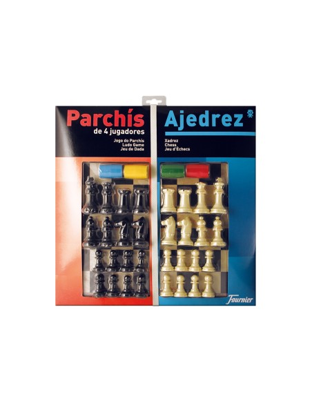 Parchis con ajedrez tablero grande 4 jugadores 41x40x4,8 cm