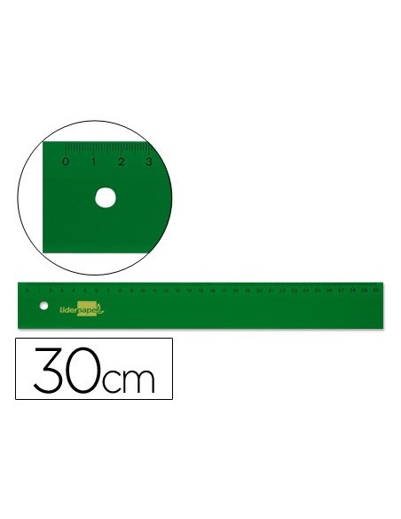 Regla liderpapel 30 cm acrilico verde