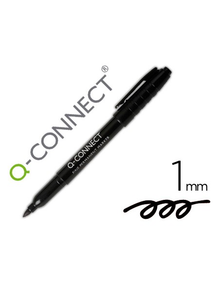 Rotulador q-connect para cd/dvd punta fibra permanente negro punta redonda 1 mm