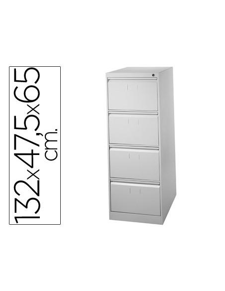 Fichero cajones de suelo metal 4 cajones 132 cm alto 65 cm prof 47,5 ancho gris 75 guias telescopicas antivuelco