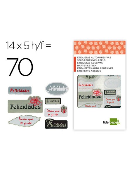 Etiqueta liderpapel felicidades / deseo que te guste sobre de 70 unidades