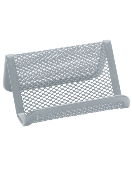 Portatarjetas q-connect metalico plata 11x7,5x5 cm