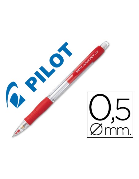 Portaminas pilot super grip rojo 0,5 mm sujecion de caucho