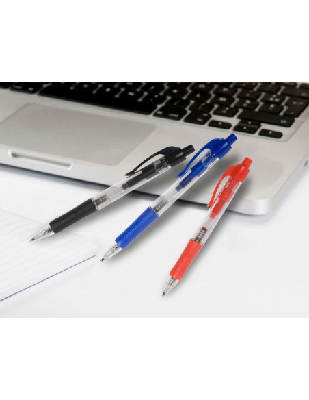 Boligrafo q-connect retractil con sujecion de caucho tinta aceite 0,7 mm color rojo