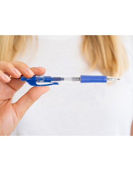 Boligrafo q-connect retractil con sujecion de caucho tinta aceite 0,7 mm color azul