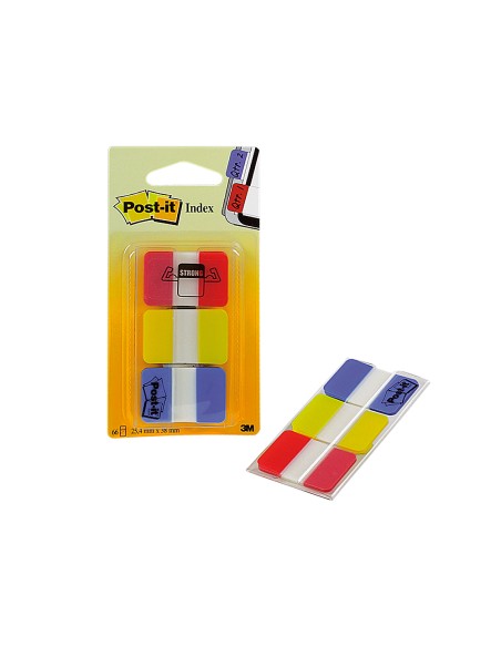 Banderitas separadoras rigidas dispensador 3 colores post-it index 686-ryb medianos22 banderitas por color