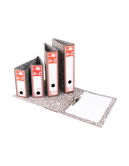 Archivador de palanca liderpapel cuarto classic red carton entrecolado sin rado lomo 80mm gris compresor metalic