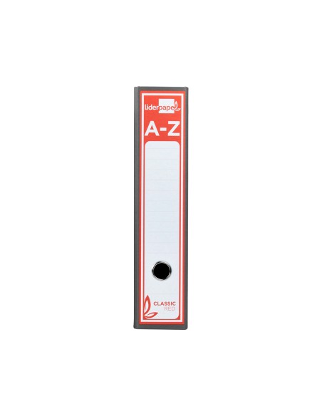 Archivador de palanca liderpapel folio classic red carton entrecolado sin rado lomo 80mm gris compresor metalico