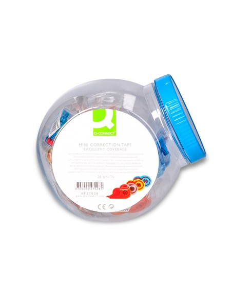 Corrector q-connect cinta mini blanco 4,2 mm x 5 mt bombonera de 28 unidades