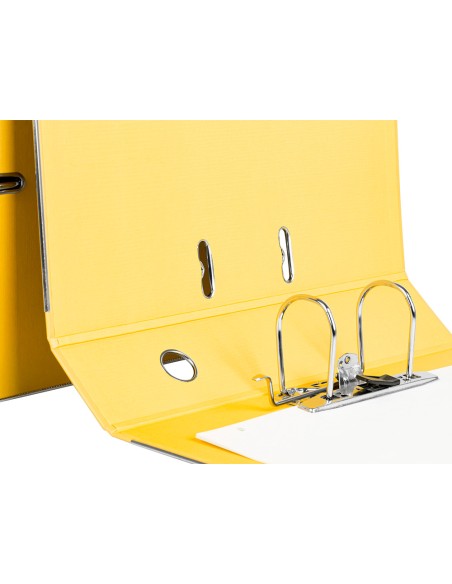 Archivador de palanca liderpapel folio documenta forrado pvc con rado lomo 75mm amarillo compresor metalico