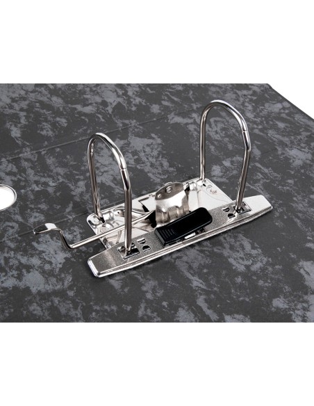 Archivador de palanca liderpapel cuarto apaisado classic blue sin rado lomo 80mm negro compresor metalico