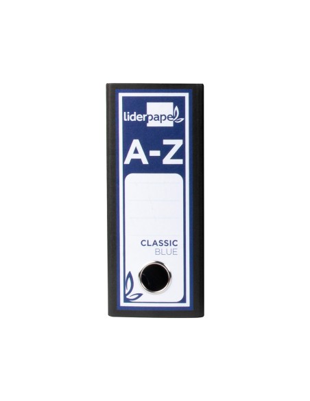 Archivador de palanca liderpapel cuarto apaisado classic blue sin rado lomo 80mm negro compresor metalico