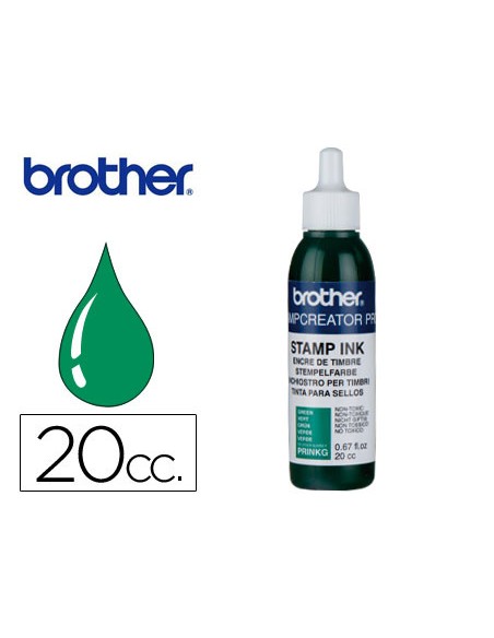 Tinta brother para sellos automaticos color verde bote de 20 cc