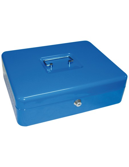 Caja caudales q-connect 12\" 300x240x90 mm azul con portamonedas