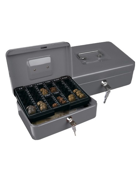 Caja caudales q-connect 10\" 250x180x90 mm plata con portamonedas