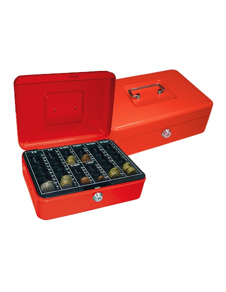Caja caudales q-connect 10\" 250x180x90 mm roja con portamonedas