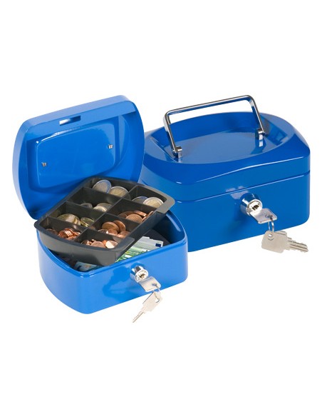 Caja caudales q-connect 6\" 152x115x80 mm azul con portamonedas