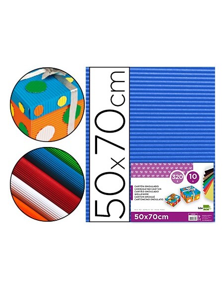 Carton ondulado liderpapel 50 x 70cm 320g/m2 azul
