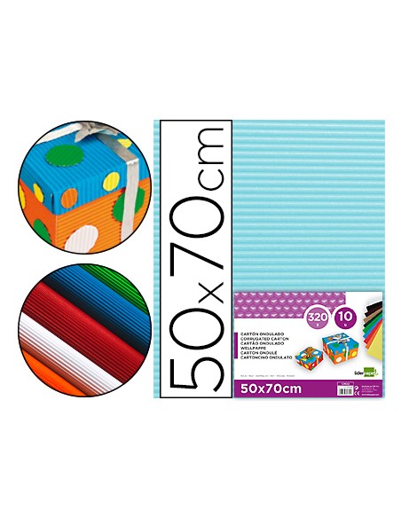 Carton ondulado liderpapel 50 x 70cm 320g/m2 celeste