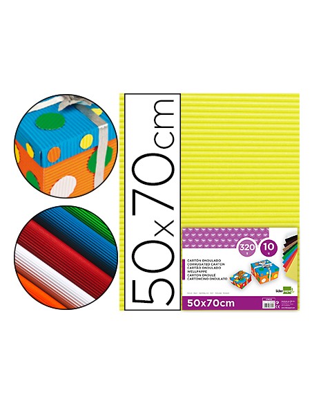 Carton ondulado liderpapel 50 x 70cm 320g/m2 amarillo