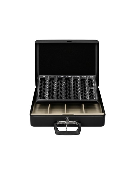 Caja caudales q-connect 14,5\" 370x290x110 mm con portamonedas y bandeja para billetes