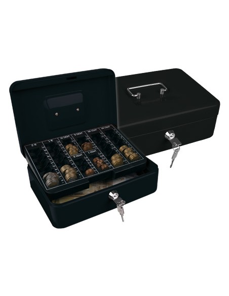 Caja caudales q-connect 10\" 250x180x90 mm negra con portamonedas