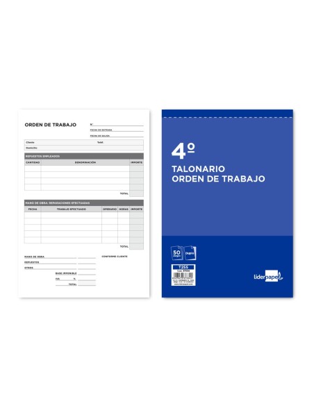 Talonario liderpapel orden de trabajo cuarto...