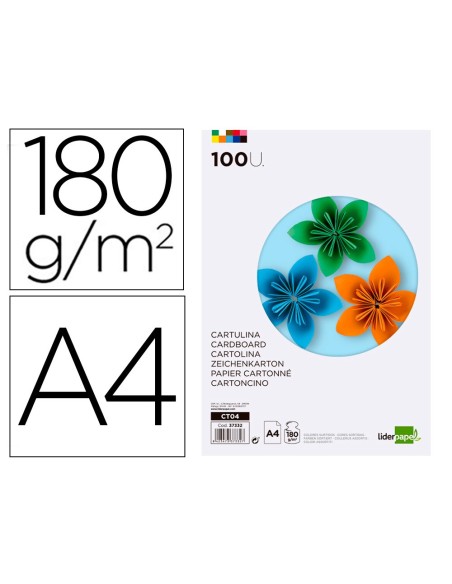 Cartulina liderpapel a4 180g/m2 10 colores...