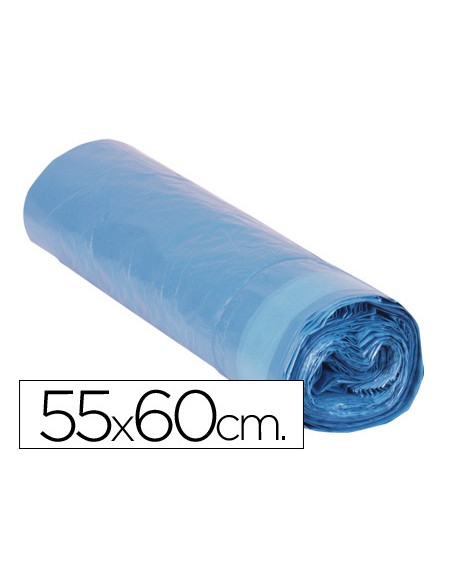 Bolsa basura domestica azul cierra facil 55x60 galga 120 rollo de 20 unidades