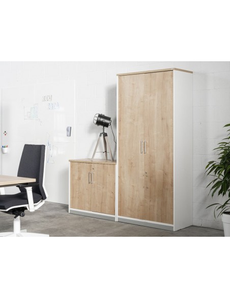 Armario rocada con cuatro estantes y dos puertas serie store 195x90x45 acabado aa01 haya/haya