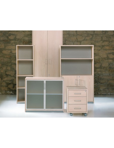 Armario rocada con cuatro estantes y dos puertas serie store 195x90x45 acabado aa01 haya/haya