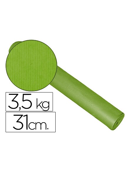 Papel de regalo kraft liso bobina ancho 31 cm peso 3,5 kg gramaje 60 gr color pistacho