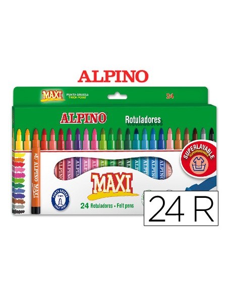 Rotulador alpino maxi caja de 24 colores surtidos