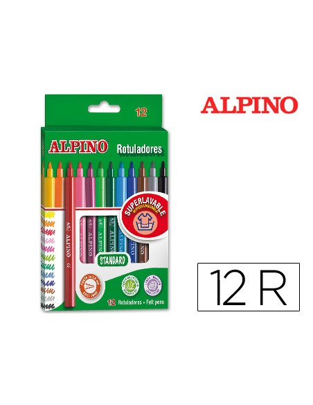 Rotulador alpino standard caja de 12 colores surtidos