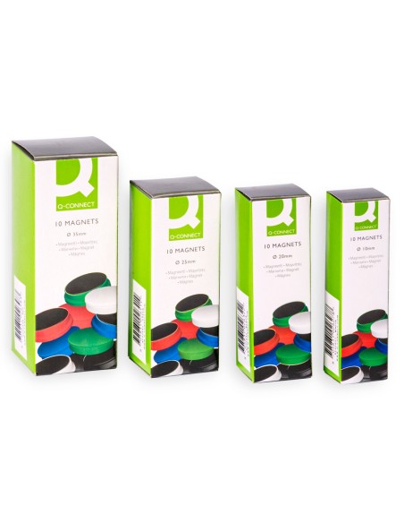 Iman para sujecion q-connect ideal para pizarras magneticas25 mm colores surtidos caja de 10 unidades