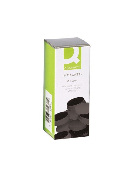 Iman para sujecion q-connect ideal para pizarras magneticas25 mm negro caja de 10 unidades
