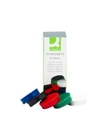 Iman para sujecion q-connect ideal para pizarras magneticas20 mm colores surtidos caja de 10 unidades