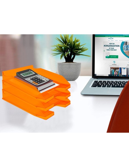 Bandeja sobremesa plastico q-connect naranja transparente240x70x340 mm