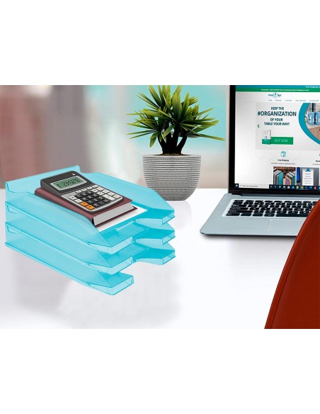 Bandeja sobremesa plastico q-connect turquesa transparente 240x70x340 mm