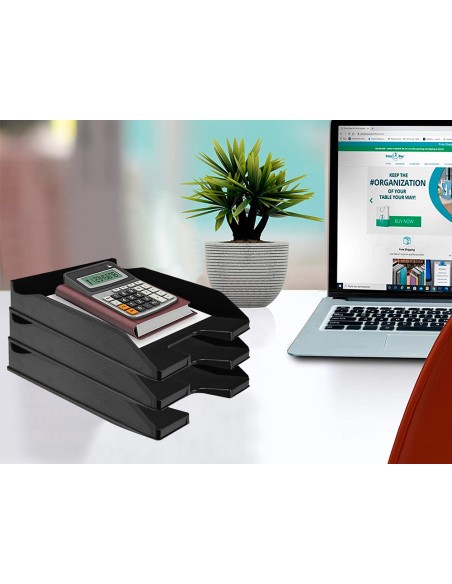 Bandeja sobremesa plastico q-connect negro opaco 100% reciclado 240x70x340 mm