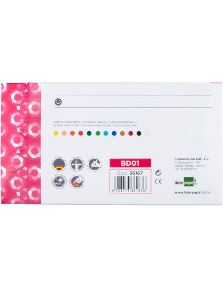 Lapices cera blanda liderpapel caja de 12 unidades colores surtidos