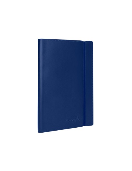 Libreta liderpapel simil piel a5 120 hojas 70g/m2 cuadro 4mm sin margen azul