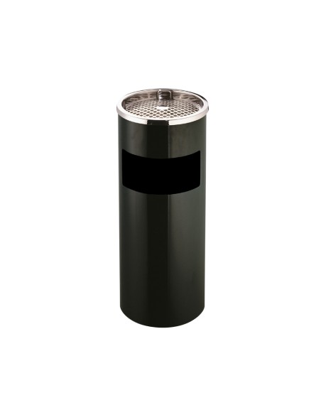 Cenicero papelera metalico q-connect con recogecolillas negro 61,5x25 cm