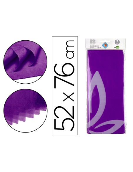 Papel seda liderpapel 52x76cm 18g/m2 bolsa de 5 hojas violeta