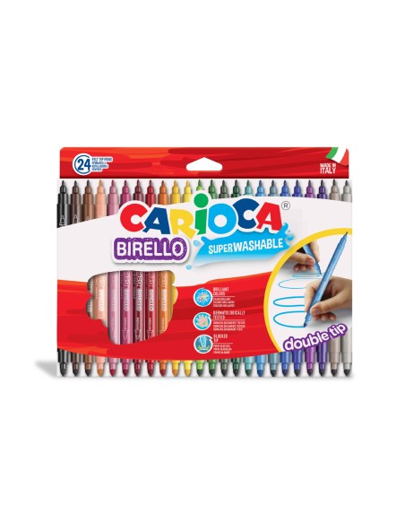 Rotulador carioca birello bipunta caja de 24 colores surtidos