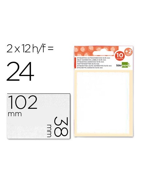 Etiquetas liderpapel sobre de 10 h. + 2 h....