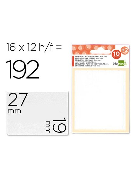 Etiquetas liderpapel sobre de 10 h. + 2 h....