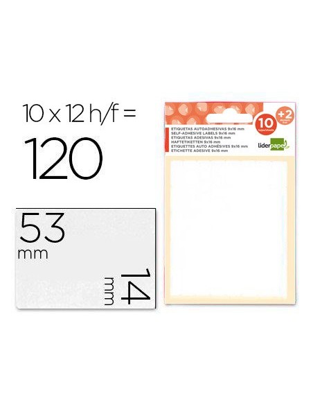 Etiquetas liderpapel sobre de 10 h. + 2 h....